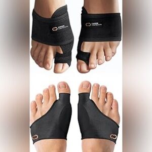 Copper Compression Bunion Relief Kit Toe Splint & Cushion Sleeves S/M